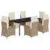 Set comedor de jardín 7 pzas con cojines ratán sintético beige