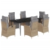 Set comedor de jardín 7 pzas con cojines ratán sintético beige