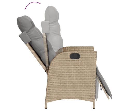 Set comedor de jardín 7 pzas con cojines ratán sintético beige