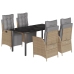 Set comedor de jardín 5 pzas con cojines ratán sintético beige
