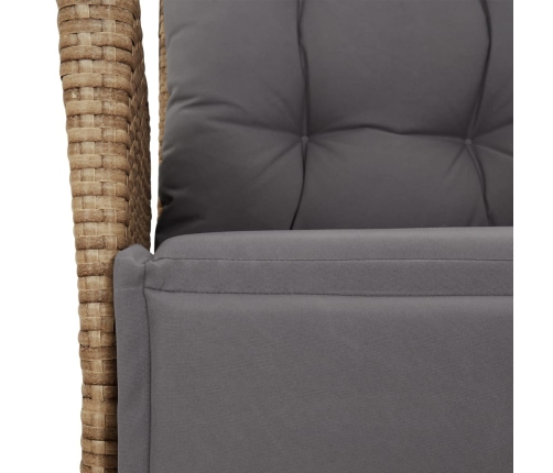 Set comedor de jardín 7 pzas con cojines ratán sintético beige