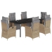 Set comedor de jardín 7 pzas con cojines ratán sintético beige