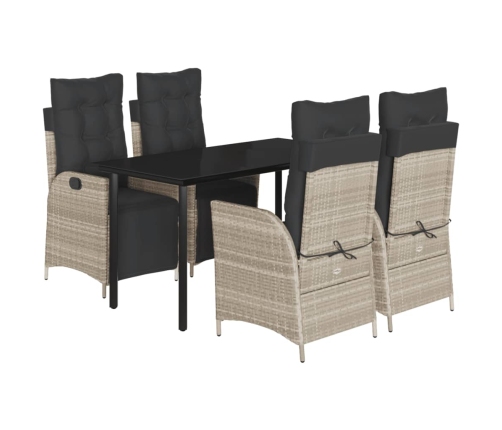 Set comedor de jardín 5 pzas cojines ratán sintético gris claro