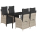 Set comedor de jardín 5 pzas cojines ratán sintético gris claro