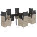 Set comedor jardín 7 pzas y cojines ratán sintético gris claro