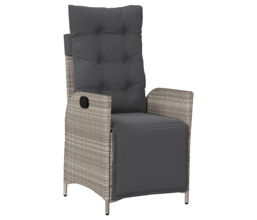 Set comedor jardín 7 pzas y cojines ratán sintético gris claro