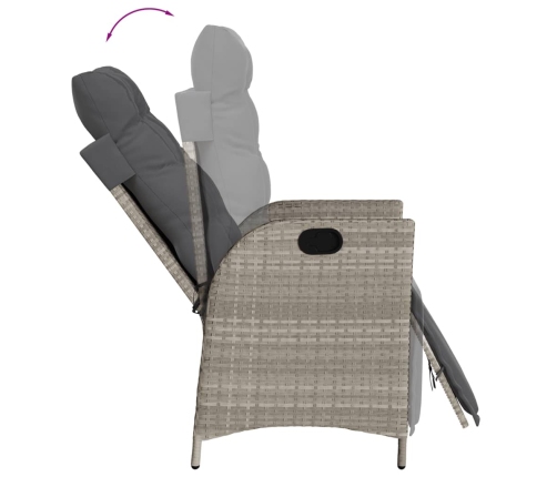 Set comedor jardín 7 pzas y cojines ratán sintético gris claro