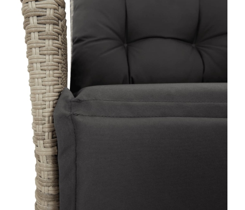Set comedor jardín 7 pzas y cojines ratán sintético gris claro