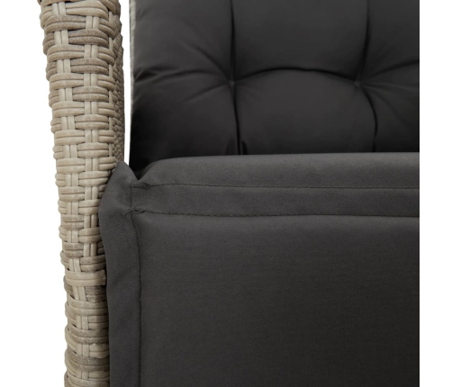Set comedor de jardín 9 pzas cojines ratán sintético gris claro