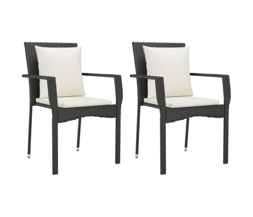 Set de comedor de jardín 9 pzas y cojines ratán sintético negro