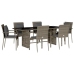 Set comedor jardín 7 pzas y cojines ratán sintético gris