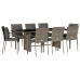 Set comedor jardín 9 pzas y cojines ratán sintético gris