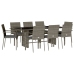Set comedor jardín 9 pzas y cojines ratán sintético gris