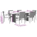 Set comedor jardín 9 pzas y cojines ratán sintético gris