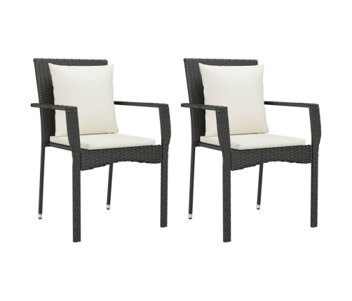 Set de comedor de jardín 7 pzas y cojines ratán sintético negro