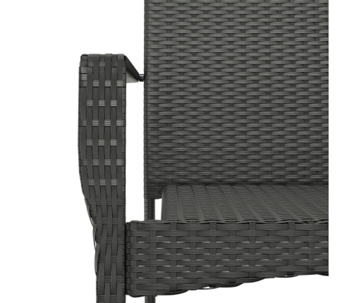 Set de comedor de jardín 7 pzas y cojines ratán sintético negro
