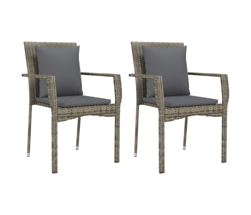 Set comedor jardín 7 pzas y cojines ratán sintético gris