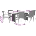Set comedor jardín 7 pzas y cojines ratán sintético gris