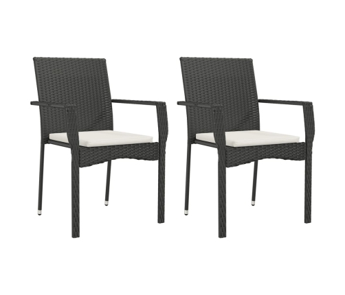 Set de comedor de jardín 9 pzas y cojines ratán sintético negro