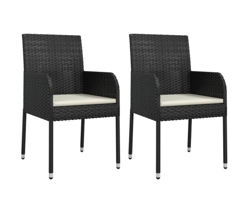 Set de comedor de jardín 7 pzas y cojines ratán sintético negro