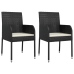 Set de comedor de jardín 7 pzas y cojines ratán sintético negro