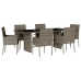 Set comedor jardín 7 pzas y cojines ratán sintético gris