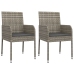 Set comedor jardín 7 pzas y cojines ratán sintético gris