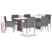 Set comedor jardín 7 pzas y cojines ratán sintético gris