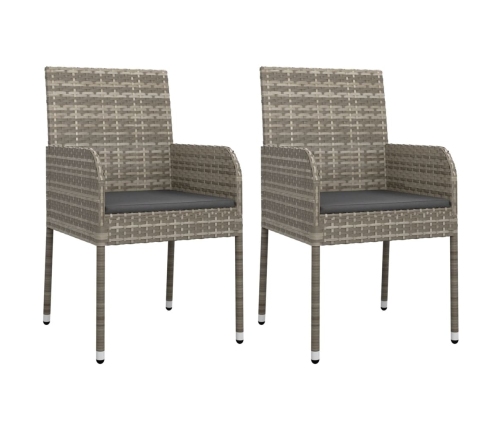 Set comedor jardín 9 pzas y cojines ratán sintético gris