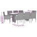Set comedor jardín 9 pzas y cojines ratán sintético gris