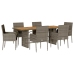 Set comedor jardín 7 pzas y cojines ratán sintético gris