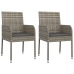 Set comedor jardín 7 pzas y cojines ratán sintético gris