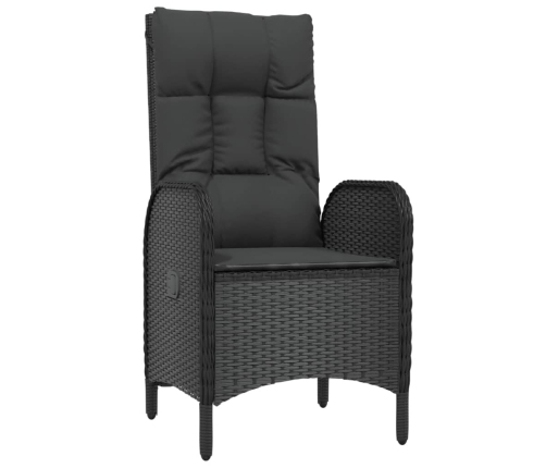 Set de comedor de jardín 7 pzas y cojines ratán sintético negro