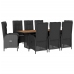 Set de comedor de jardín 9 pzas y cojines ratán sintético negro