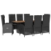 Set de comedor de jardín 9 pzas y cojines ratán sintético negro