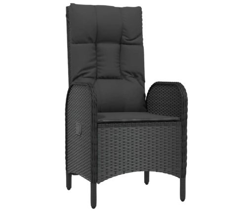 Set de comedor de jardín 9 pzas y cojines ratán sintético negro