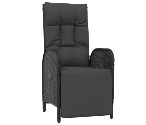 Set de comedor de jardín 9 pzas y cojines ratán sintético negro