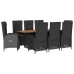 Set de comedor de jardín 9 pzas y cojines ratán sintético negro