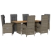 Set comedor jardín 7 pzas y cojines ratán sintético gris