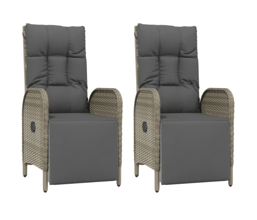 Set comedor jardín 9 pzas y cojines ratán sintético gris
