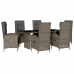Set comedor jardín 7 pzas y cojines ratán sintético gris