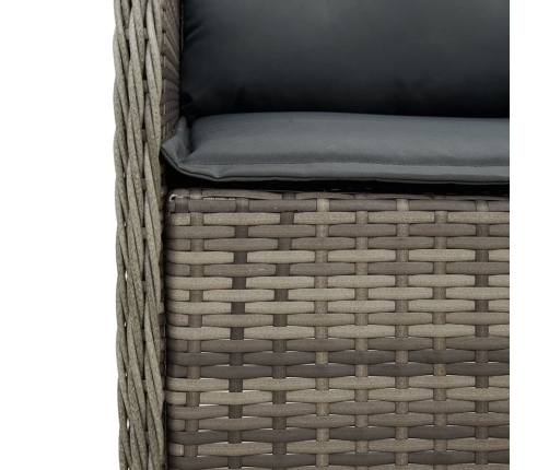 Set comedor jardín 9 pzas y cojines ratán sintético gris