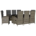 Set comedor jardín 9 pzas y cojines ratán sintético gris