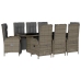 Set comedor jardín 9 pzas y cojines ratán sintético gris