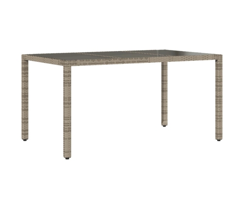 Mesa de jardín superficie de vidrio ratán PE gris 150x90x75 cm