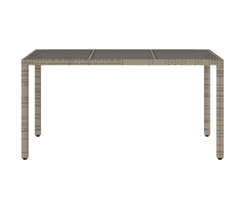 vidaXL Mesa de jardín superficie de vidrio ratán PE gris 150x90x75 cm