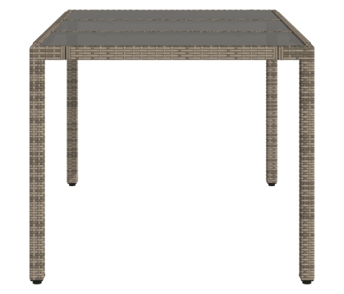 Mesa de jardín superficie de vidrio ratán PE gris 150x90x75 cm