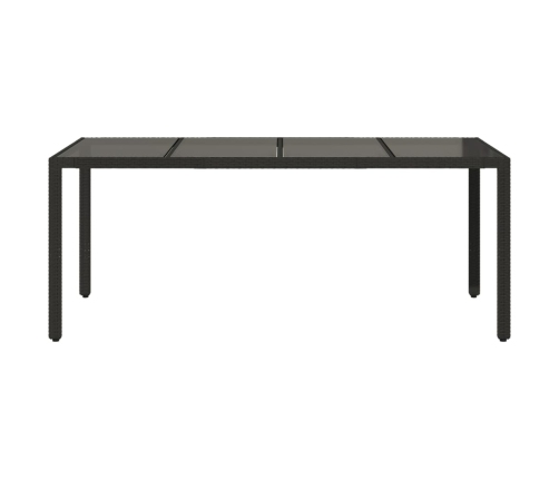 Mesa de jardín superficie de vidrio ratán PE negro 190x90x75 cm