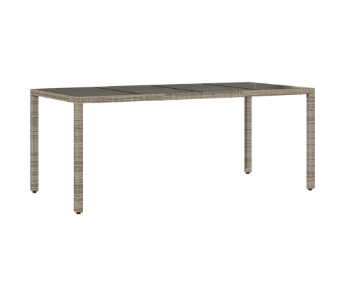 Mesa de jardín superficie de vidrio ratán PE gris 190x90x75 cm