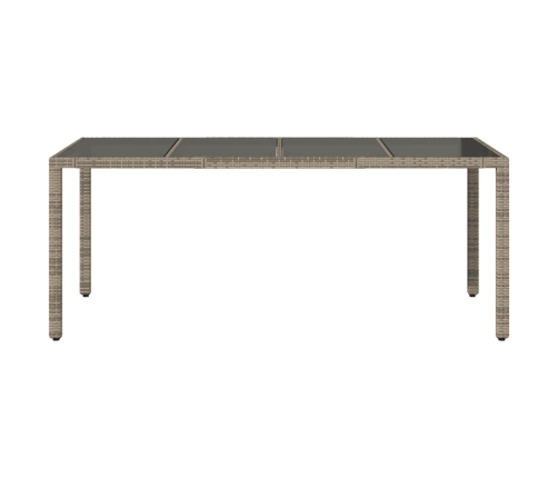 Mesa de jardín superficie de vidrio ratán PE gris 190x90x75 cm